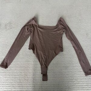 lululemon athletica Long Sleeve Brown Stretch Bodysuit